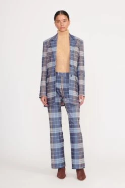 CITY BLAZER | FRENCH BLUE MEGA PLAID -Staud pirouette pant french blue mega plaid 4 7058fd31 4eca 4b72 ad64 45be896f034c