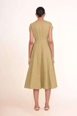 SHORT SLEEVE WELLS DRESS | KHAKI -Staud short sleeve wells dress khaki 2 00504 web