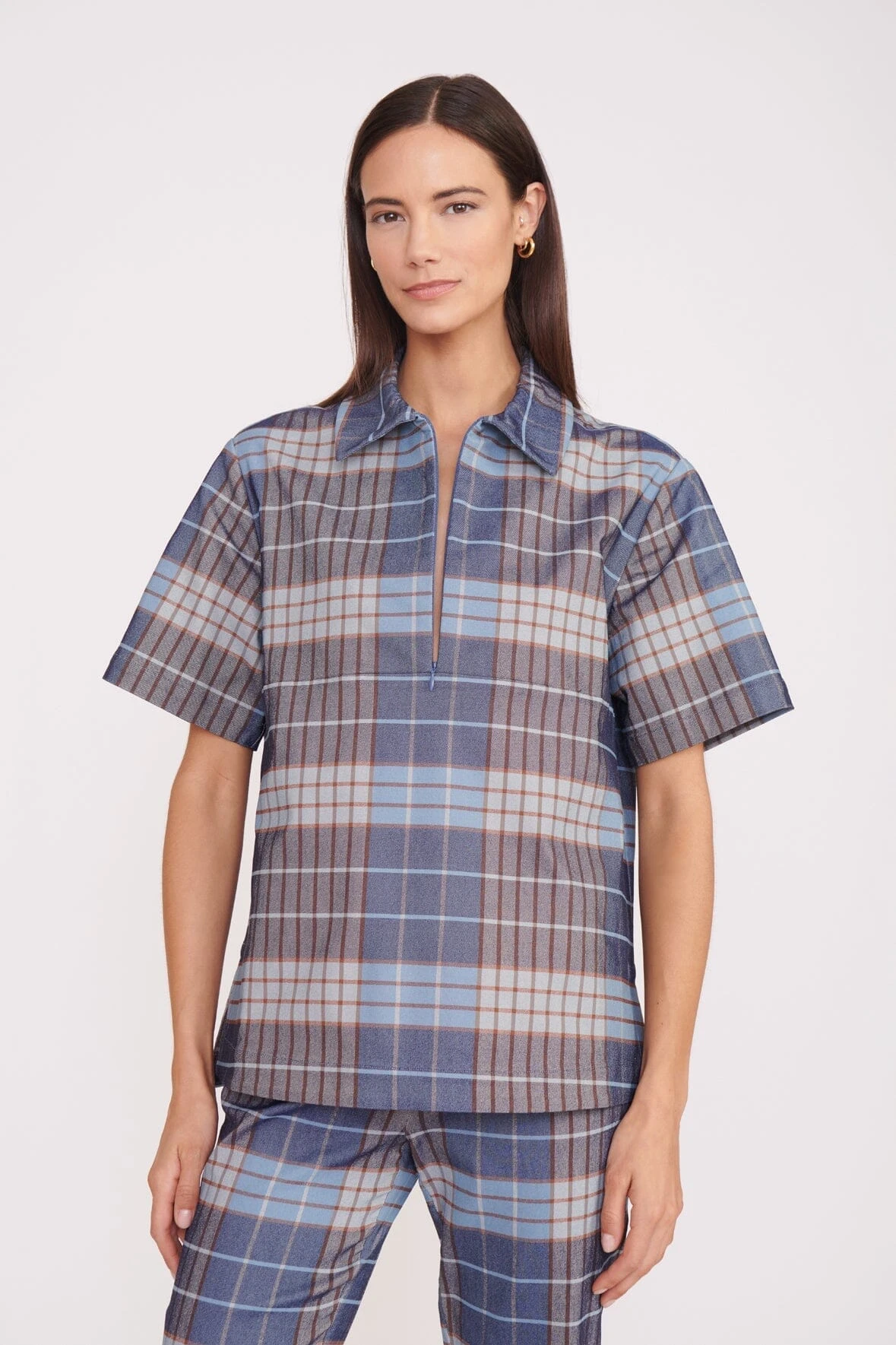 THELMA TOP | FRENCH BLUE MEGA PLAID 3 THELMA TOP | FRENCH BLUE MEGA PLAID